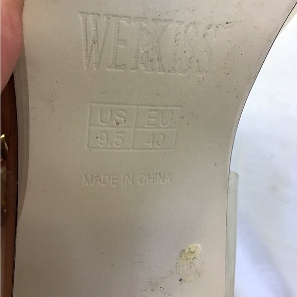 WETKISS WOMEN ELEGANT UNIQUE FORMAL GOLD TRANSPARENT TOP RHINESTONE HEELS SZ 9.5 - Picture 6 of 6